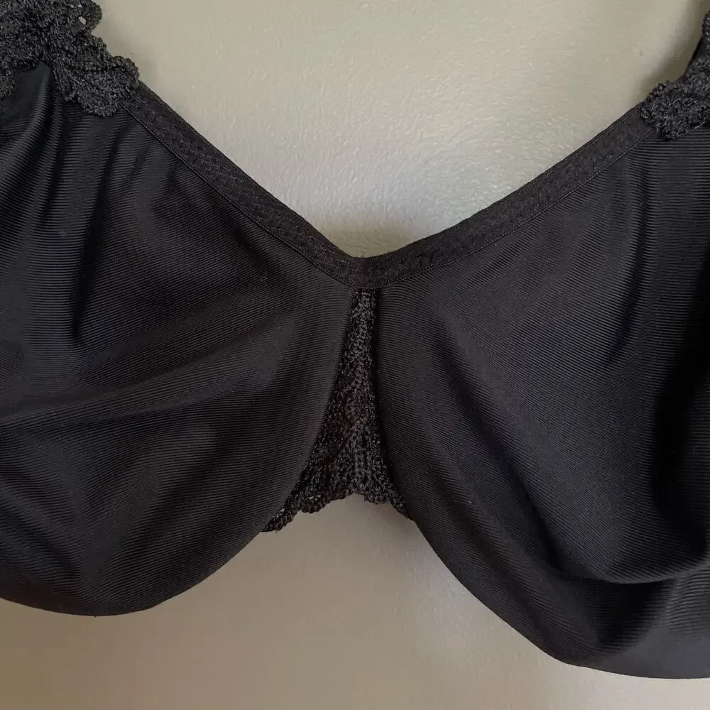 Wacoal Bodysuede Ultra Full Figure Seamless Underwire Bra Black Sz 34C Smoothing